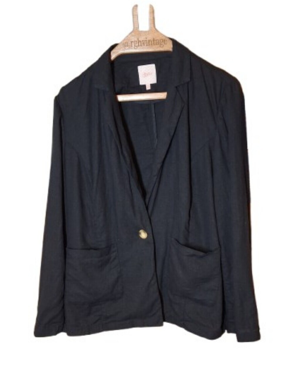Candie's Linen Blend Black Blazer XL Single Button/ Career/Minimalist